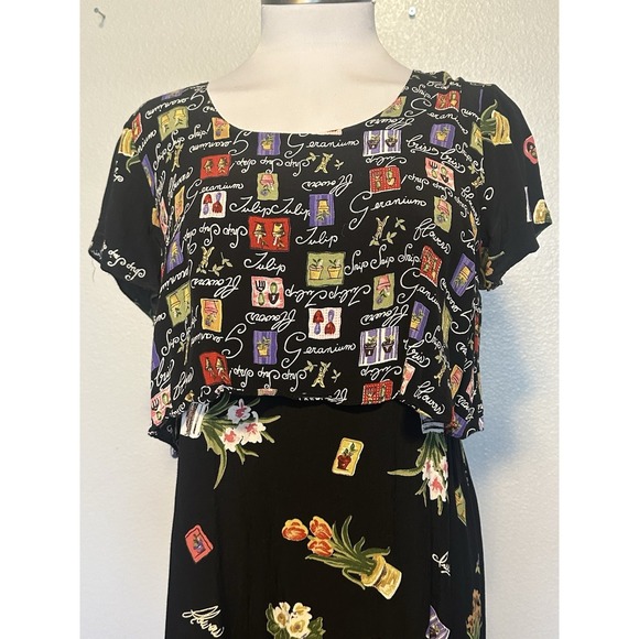 Lauren Michelle Hawaii Dress Floral Rayon Print Spring Garden Botanical sz.L - Picture 7 of 13